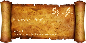 Szarvák Jenő névjegykártya